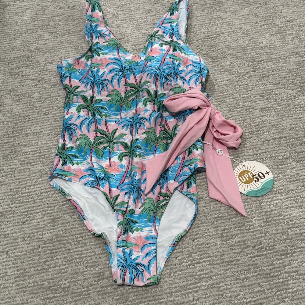 Caden Lane Pastel Palms Women One-Piece Swimsuit